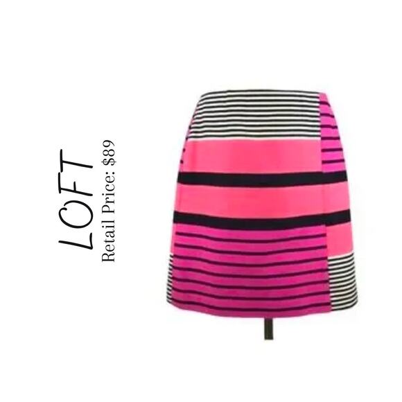 NWT LOFT Color-Block Stripe Skirt - Picture 1 of 7